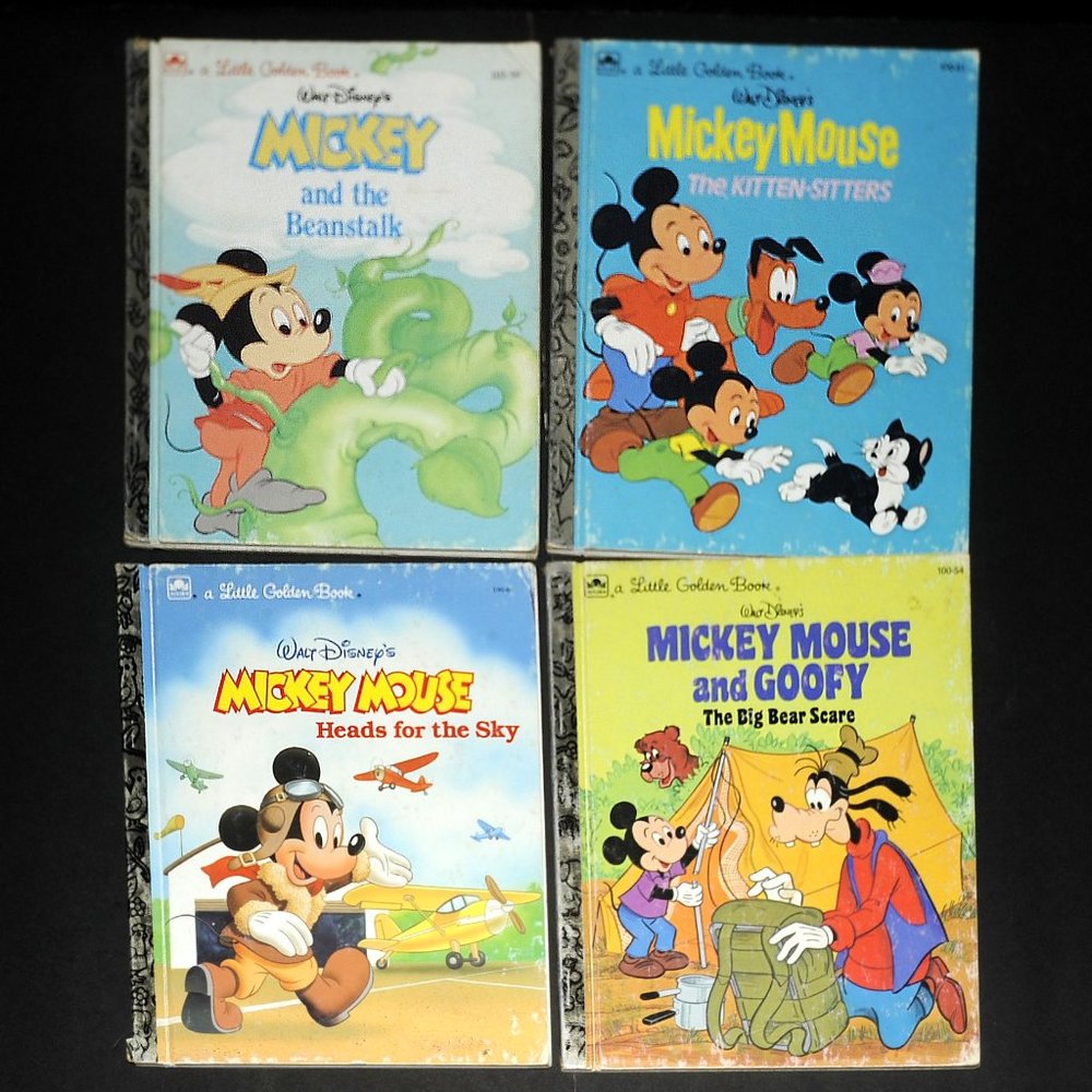 VTG Little Golden Books Lot of 4, Disney Mickey Mouse & Goofy Stories 70's 80's